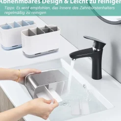 toprance Zahnbürstenhalter für 6 Fächer, Organizer mit Drainagelöchern