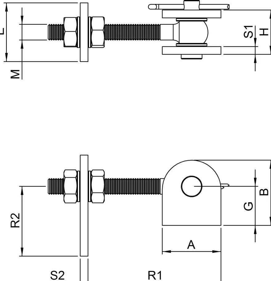 Torband M20 verstellbar Langlochlasche Stahl (roh) S235JR