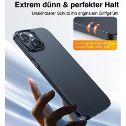 TORRAS Meister der Dünnheit Hülle für iPhone 13 Mini, Slim Schwarz, Samtiger