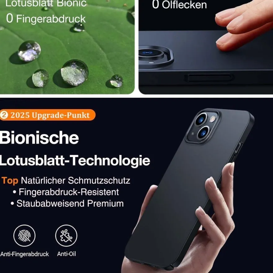 TORRAS Meister der Dünnheit Hülle für iPhone 13 Mini, Slim Schwarz, Samtiger