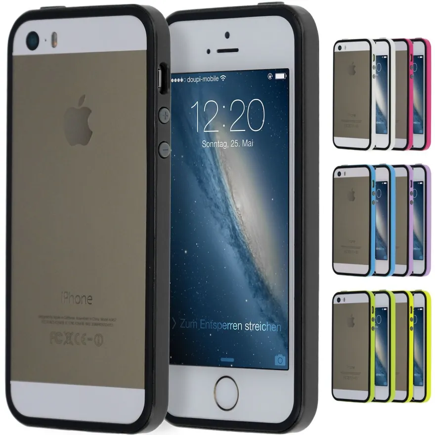 TPU Bumper iPhone 5 5S SE Schutz Rahmen Hülle Silikon Schale Cover Case Folie