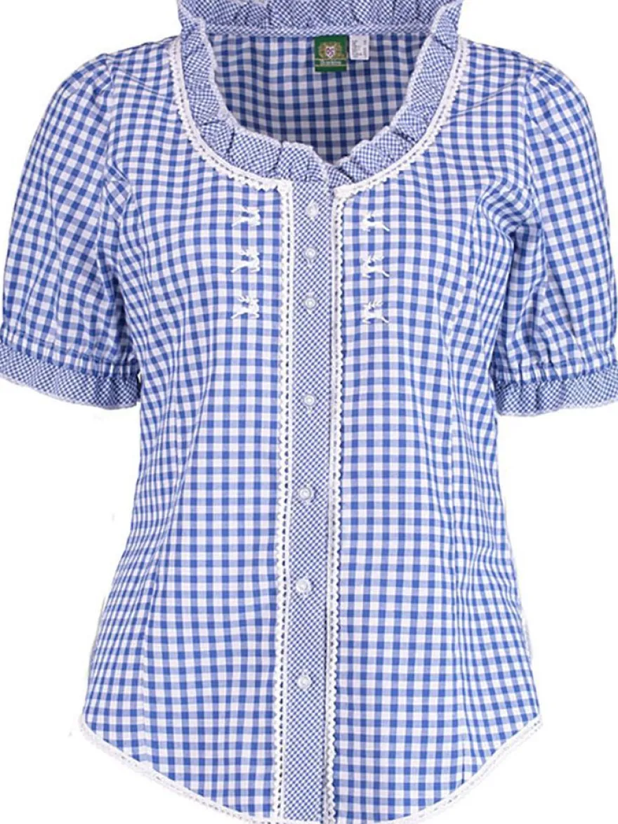 Trachtenbluse Susanne Karo blau