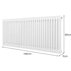 Traditioneller 2-Spalten-Heizkörper Zentralheizung Horizontal Weiß 600 x 1462mm