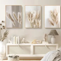 Trayosin 3er Premium Poster Set, Schilf Natur Leinwandbilder, Moderne