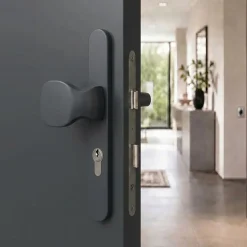 Türdrücker Langschild Schmalrahmen RAL7016 Anthrazit 8-72mm Wechselgarnitur