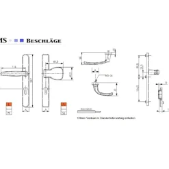 Türdrücker Langschild Schmalrahmen RAL7016 Anthrazit 8-72mm Wechselgarnitur