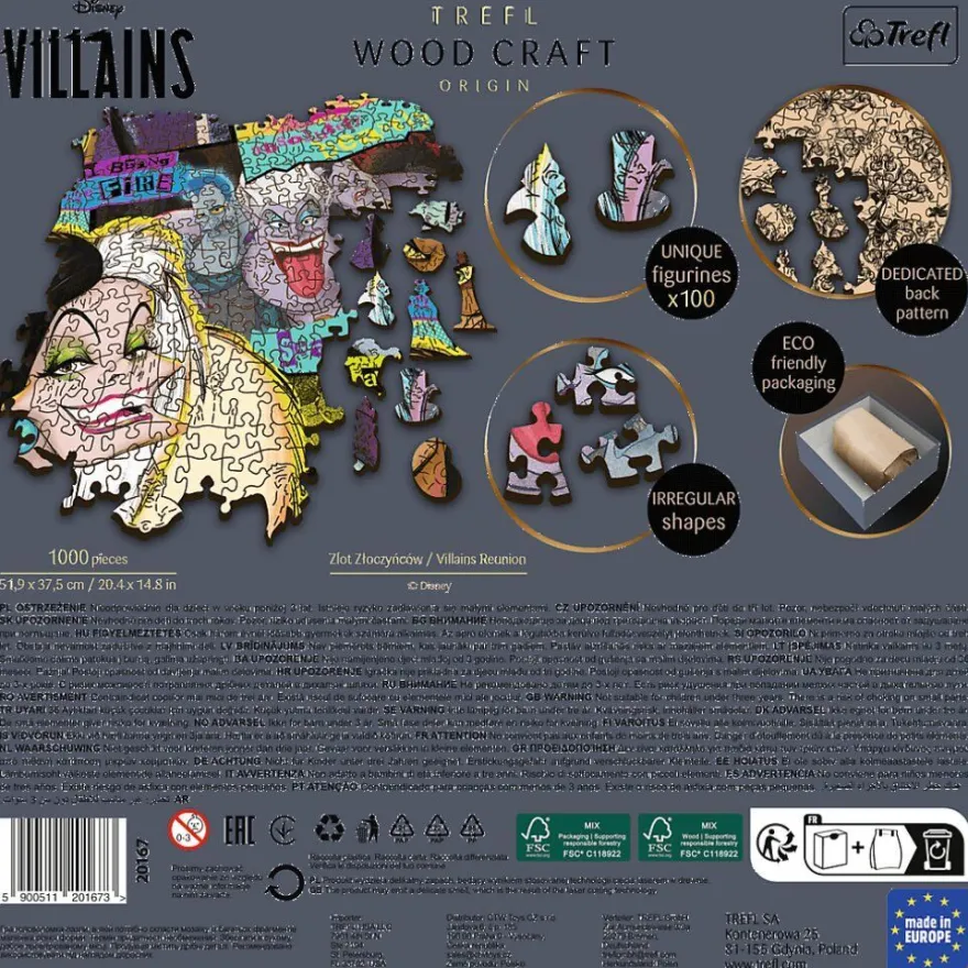 TREFL Wood Craft Origin Puzzle Disney: Meet the Bad Guys 1000 Teile