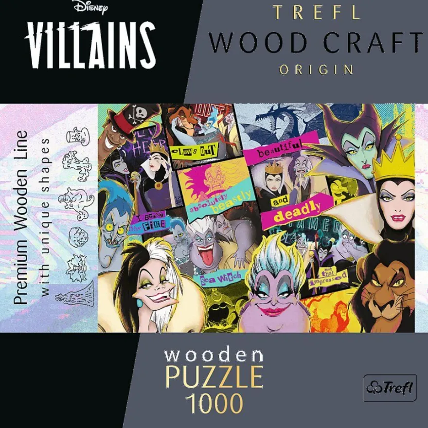 TREFL Wood Craft Origin Puzzle Disney: Meet the Bad Guys 1000 Teile