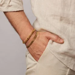 trendor Schmuck Armband Königskette Silber 925 Vergoldet Breite 3,2 mm 51322
