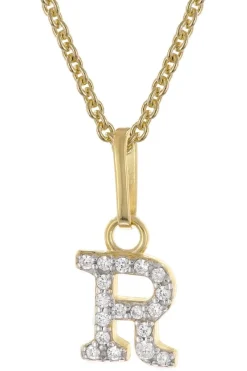 trendor Schmuck Damen-Halskette mit Buchstabe R Anhänger 925 Silber Vergoldet 28266