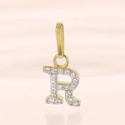 trendor Schmuck Damen-Halskette mit Buchstabe R Anhänger 925 Silber Vergoldet 28266