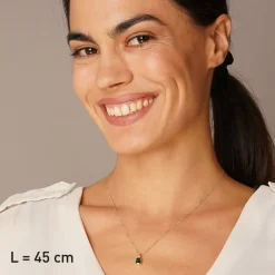 trendor Schmuck Damen-Kette Gold auf 925 Silber mit synth. Turmalin Anhänger 68510