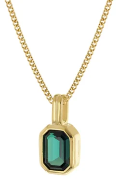 trendor Schmuck Damen-Kette Gold auf 925 Silber mit synth. Turmalin Anhänger 68510