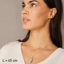 trendor Schmuck Damen-Kette mit Medaillon aus 925 Silber Bicolor 68504