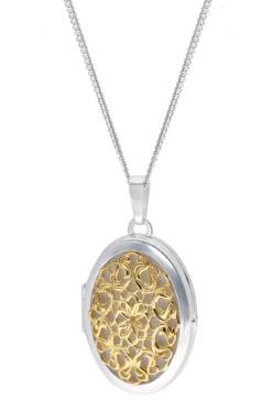 trendor Schmuck Damen-Kette mit Medaillon aus 925 Silber Bicolor 68504