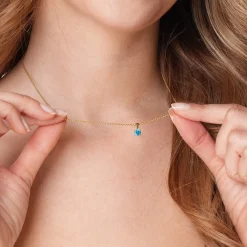 trendor Schmuck Damen-Kette 925 Silber Vergoldet Zirkonia-Anhänger 21956