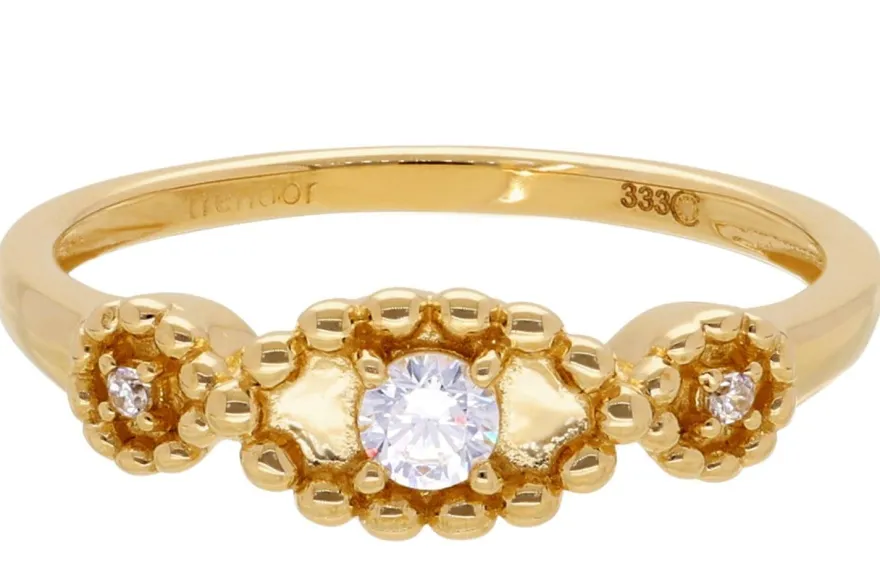 trendor Schmuck Damen-Ring 333 Gelbgold mit Zirkonia 68151