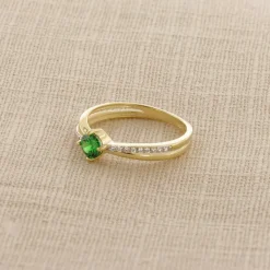 trendor Schmuck Damenring Gold 333/8K mit synthetischem Smaragd und Zirkonias 68842