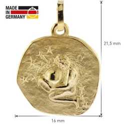 trendor Schmuck Halskette mit Sternzeichen Wassermann Gold 333/8K Ø 16 mm 41920-02