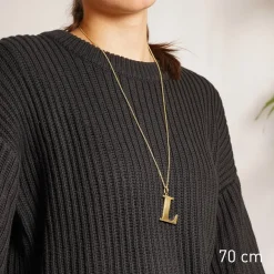 trendor Schmuck Halskette mit Großem Buchstaben L 925 Silber mit Goldauflage 41790-L