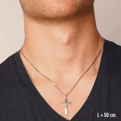 trendor Schmuck Herren-Anhänger Kreuz 925 Silber Rhodiniert 28 mm 21314