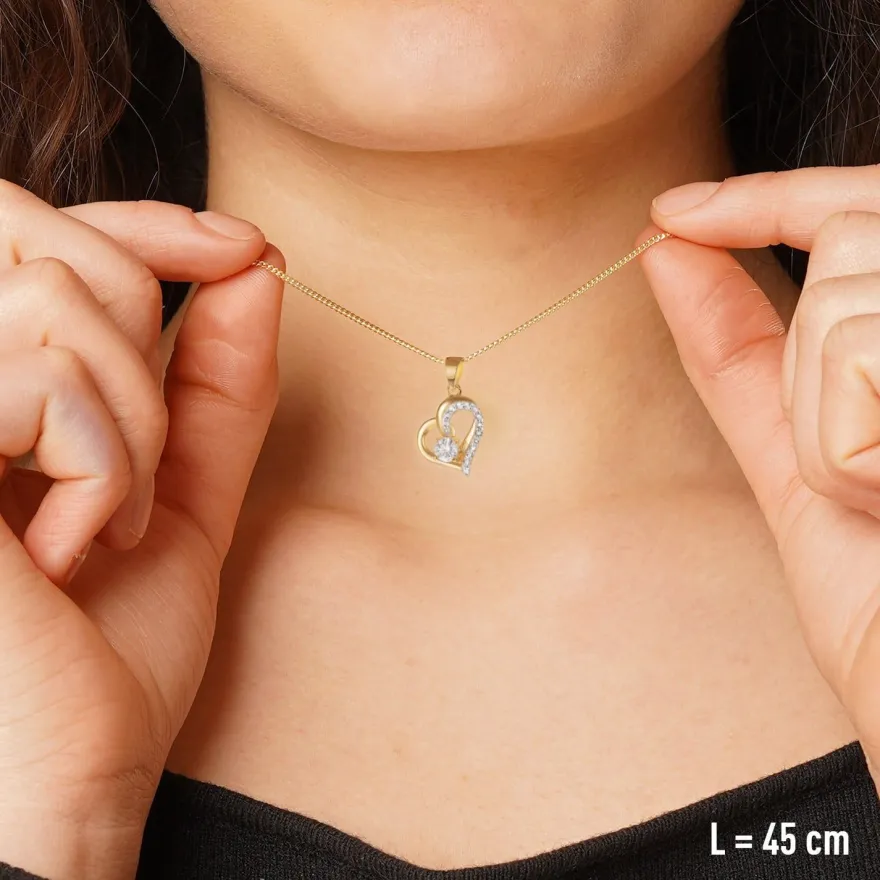 trendor Schmuck Herz Gold-Anhänger 333 mit Zirkonia an vergoldeter Silberkette 21197