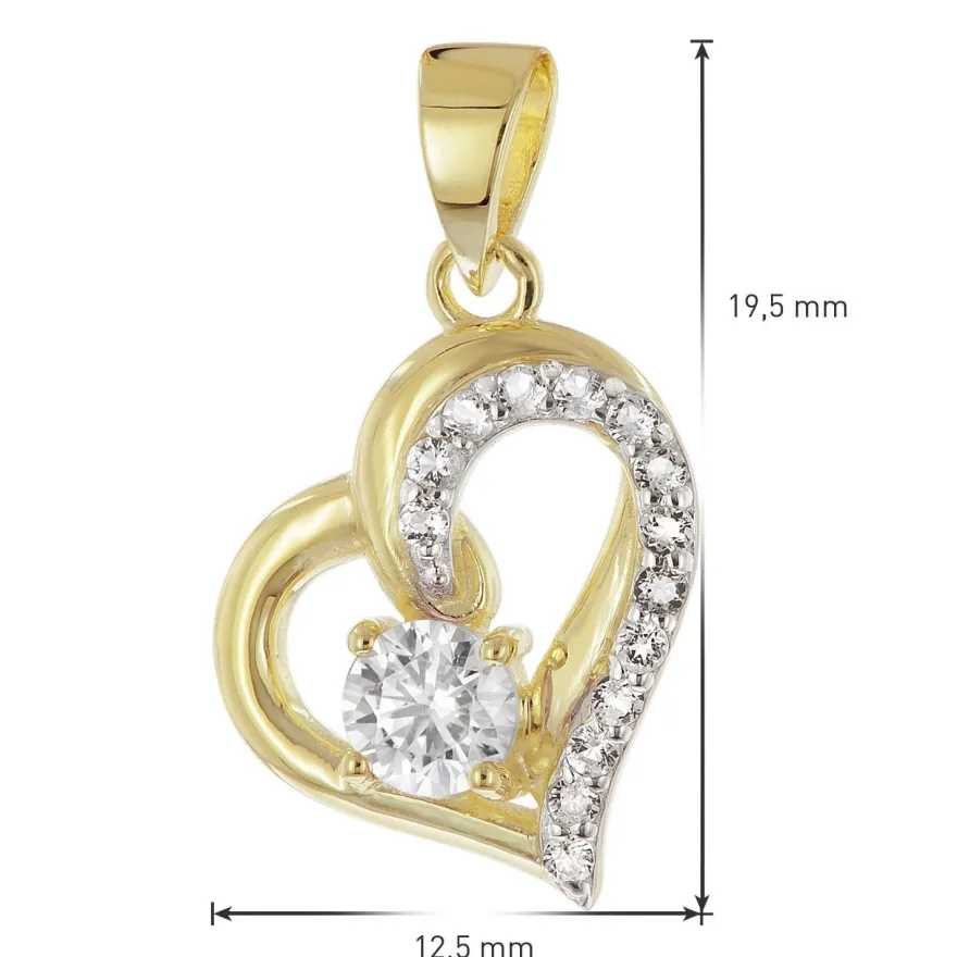 trendor Schmuck Herz Gold-Anhänger 333 mit Zirkonia an vergoldeter Silberkette 21197
