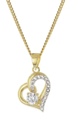 trendor Schmuck Herz Gold-Anhänger 333 mit Zirkonia an vergoldeter Silberkette 21197