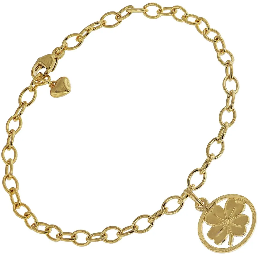 trendor Schmuck Kinder-Armband mit Kleeblatt 925 Silber Goldplattiert 18 cm 51199