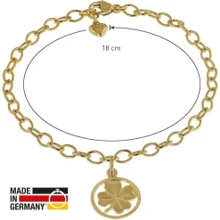 trendor Schmuck Kinder-Armband mit Kleeblatt 925 Silber Goldplattiert 18 cm 51199
