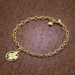 trendor Schmuck Kinder-Armband mit Kleeblatt 925 Silber Goldplattiert 18 cm 51199