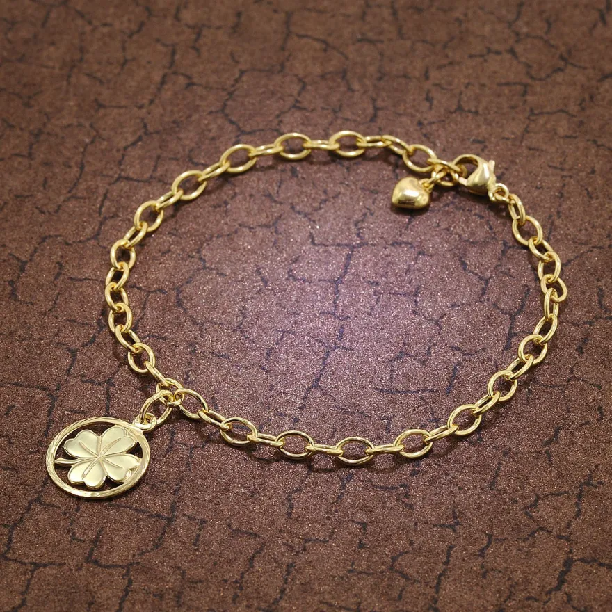 trendor Schmuck Kinder-Armband mit Kleeblatt 925 Silber Goldplattiert 18 cm 51199