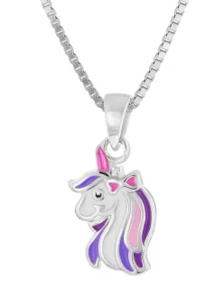 trendor Schmuck Kinder-Halskette Einhorn Silber 925 Collier 41696