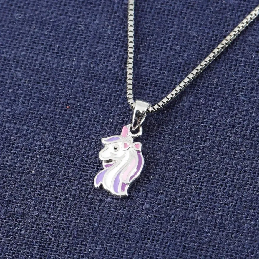 trendor Schmuck Kinder-Halskette Einhorn Silber 925 Collier 41696