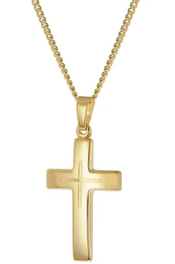 trendor Schmuck Kreuz-Anhänger Gold 333 (8K) mit vergoldeter Silberkette 21158