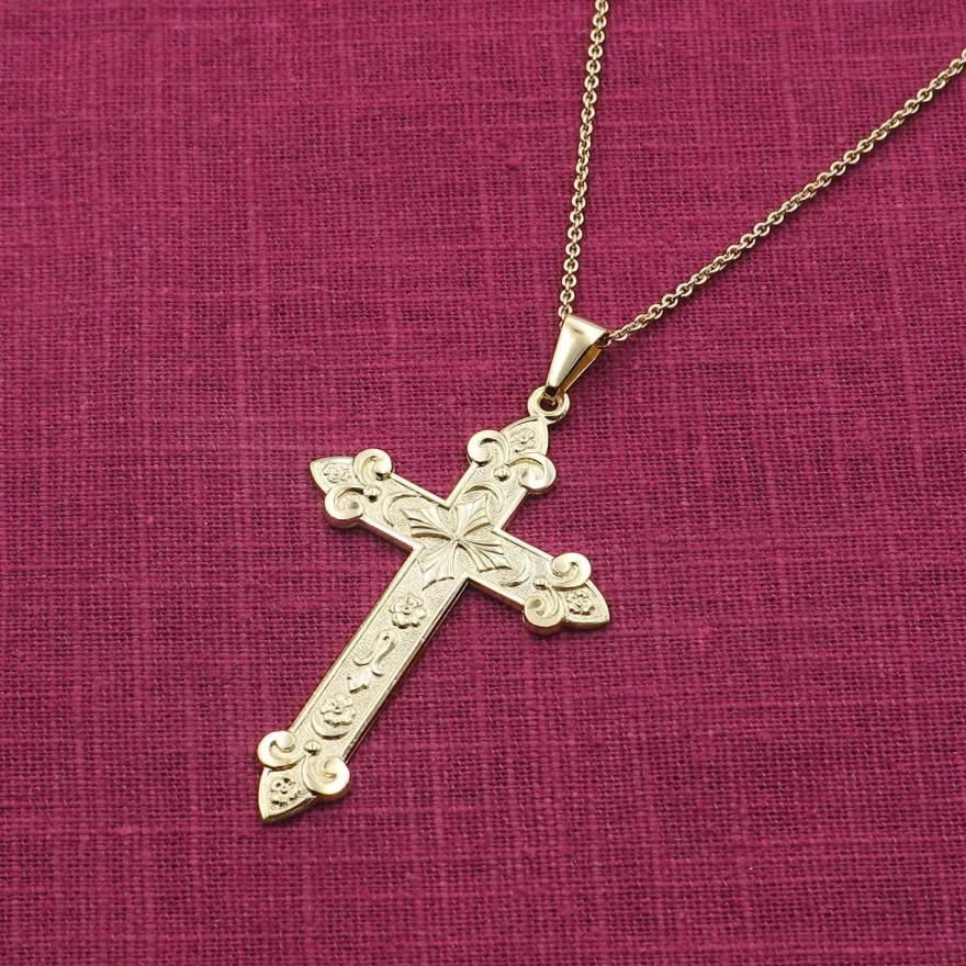 trendor Schmuck Kreuz-Anhänger Gold 333/8K mit vergoldeter Silber-Herrenkette 15762