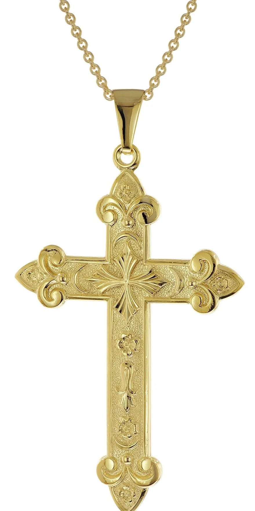 trendor Schmuck Kreuz-Anhänger Gold 333/8K mit vergoldeter Silber-Herrenkette 15762