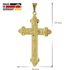 trendor Schmuck Kreuz-Anhänger Gold 333/8K mit vergoldeter Silber-Herrenkette 15762