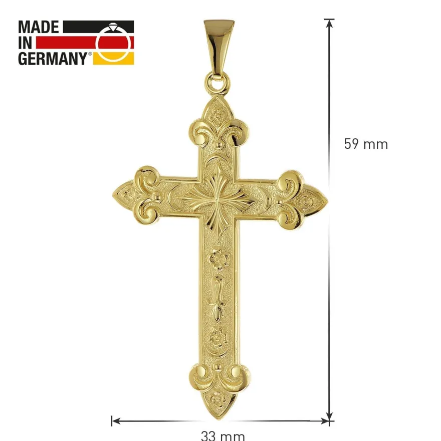 trendor Schmuck Kreuz-Anhänger Gold 333/8K mit vergoldeter Silber-Herrenkette 15762