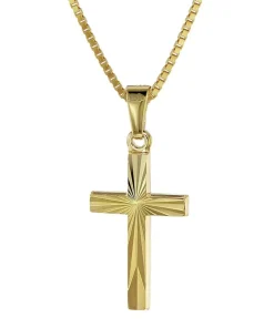 trendor Schmuck Kreuz für Kinder Gold 333/8 Karat 18 mm + goldplattierte Kette 08508