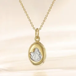 trendor Schmuck Mädchen Engel-Anhänger Gold 333/8K Mit Vergoldeter Silberkette 28586