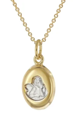 trendor Schmuck Mädchen Engel-Anhänger Gold 333/8K Mit Vergoldeter Silberkette 28586