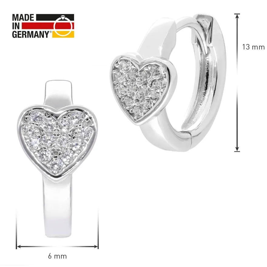 trendor Schmuck Mädchen-Ohrringe 925 Silber Klapp-Creolen mit Herz 68194