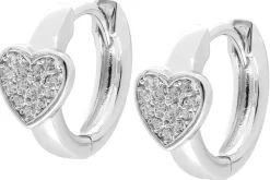 trendor Schmuck Mädchen-Ohrringe 925 Silber Klapp-Creolen mit Herz 68194