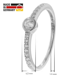 trendor Schmuck Ring für Damen Weißgold 333 mit Zirkonia 41326