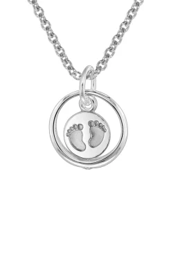 trendor Schmuck Taufkette 925 Silber Taufring mit Anhänger Babyfüße 08467