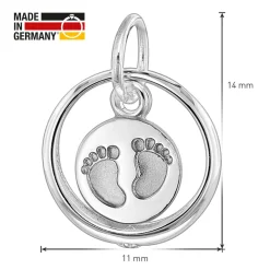 trendor Schmuck Taufkette 925 Silber Taufring mit Anhänger Babyfüße 08467
