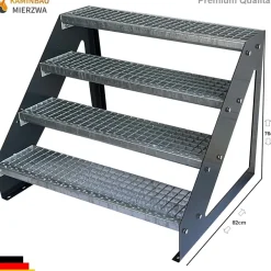 Treppe Freistehend 4 Stufen Wange Anthrazit H:76cm