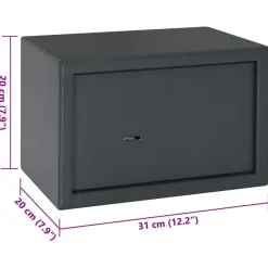 Tresor KODO Schloss Dunkelgrau 31x20x20cm Stahl Safe Tresor f?r Zuhause