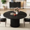 Tribesigns Runder Esstisch 120cm Schwarz, Esszimmertisch für 4-6 Personen mit